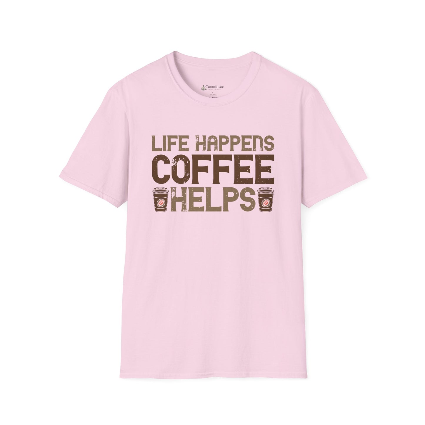 Coffee Lovers T-Shirt — "Life Happens, Coffee Helps" Graphic Tee