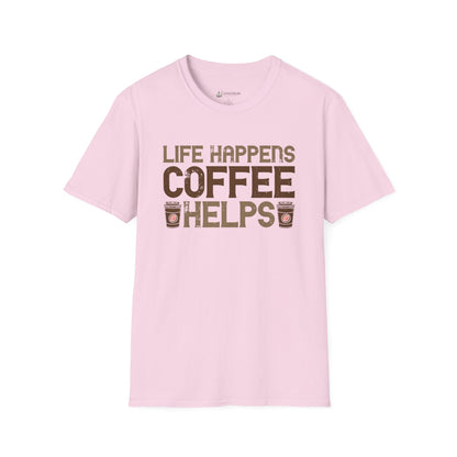 Coffee Lovers T-Shirt — "Life Happens, Coffee Helps" Graphic Tee