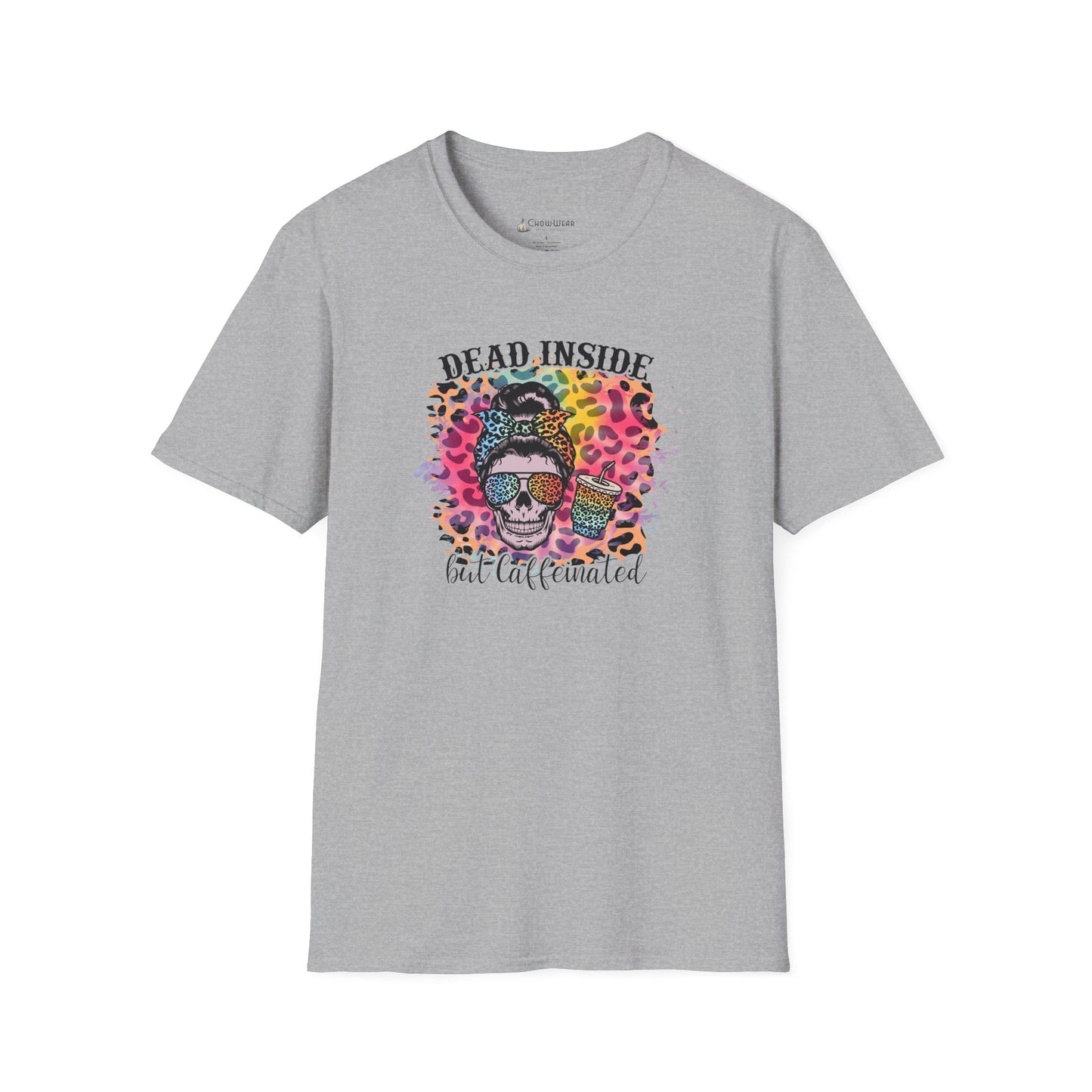 Dead Inside But Caffeinated T-Shirt — Funny Colorful Skull Coffee Tea