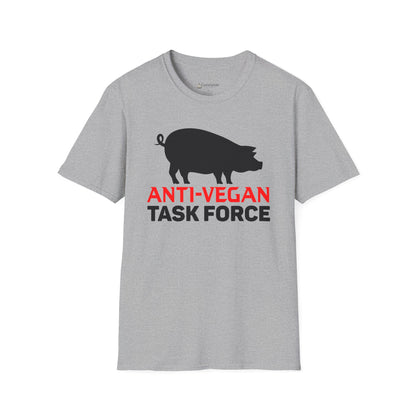 Anti-Vegan Task Force T-Shirt — Funny Pig Graphic Tee for Meat Lovers