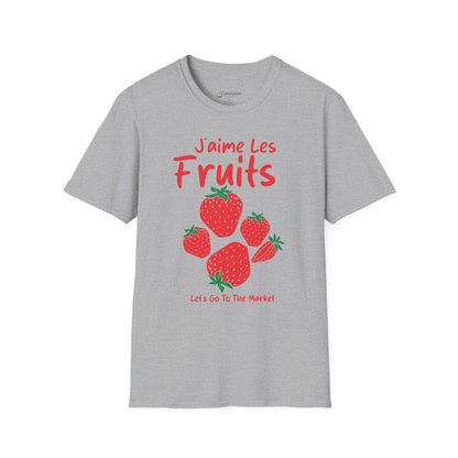 Strawberry "J'aime Les Fruits" (I Love Fruit) French Farmers Market T-Shirt