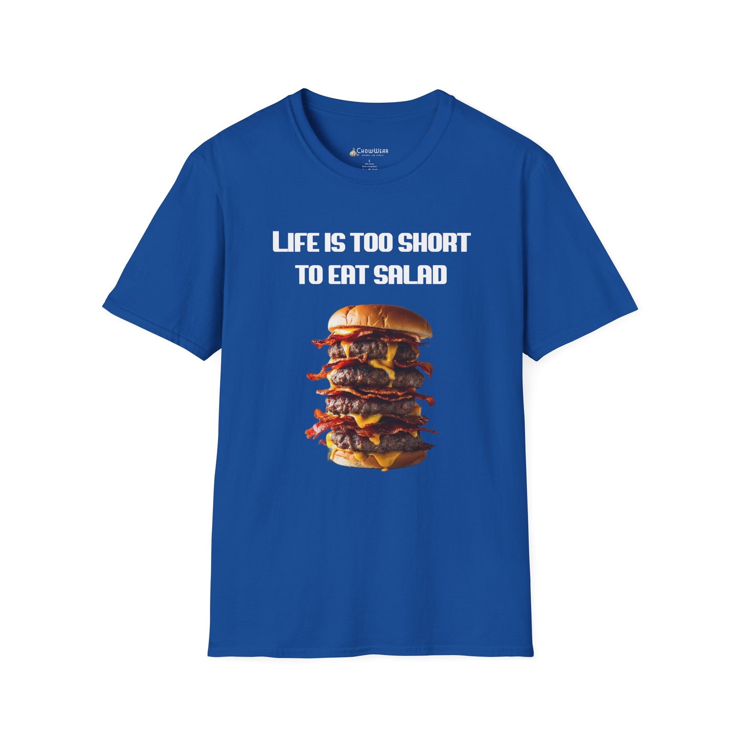Life Is Too Short To Eat Salad T-Shirt – Funny Cheeseburger Graphic Tee
