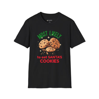 Most Likely to Eat Santa's Cookies T-Shirt — Christmas Cookie Holiday Tee