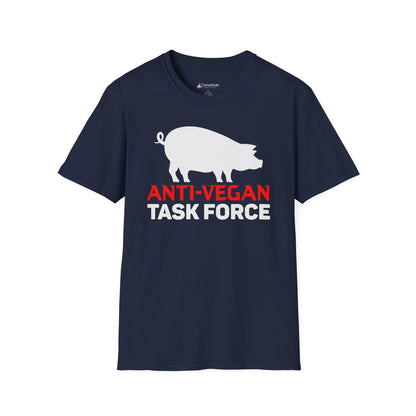 Anti-Vegan Task Force T-Shirt — Funny Pig Graphic Tee for Meat Lovers