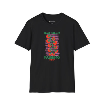 Tomato Vine Palermo Italy T‑Shirt — Fruit Market Travel Foodie Tee