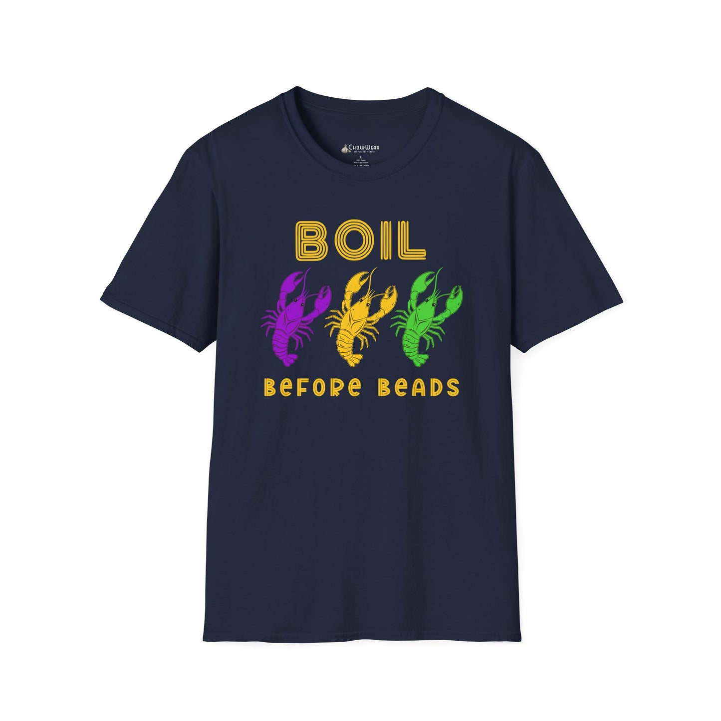 Crawfish Boil T-Shirt - "Boil Before Beads" Mardi Gras Seafood Tee