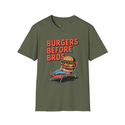 Burgers Before Bros T-Shirt — Funny Retro Hamburger Tee