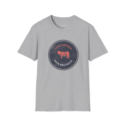Meat Lover T-Shirt — Vintage style 'I Love Animals with BBQ Sauce' Graphic Tee