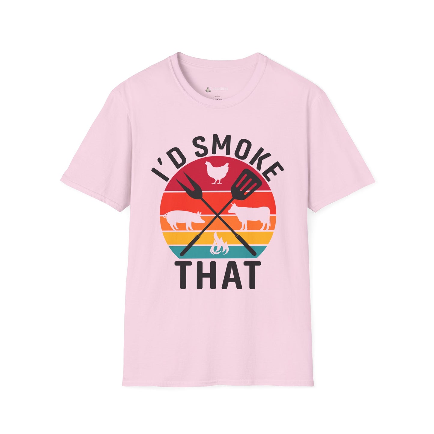 I'd Smoke That BBQ T-Shirt — Vintage Sunset Grill Meat Smoking Shirt