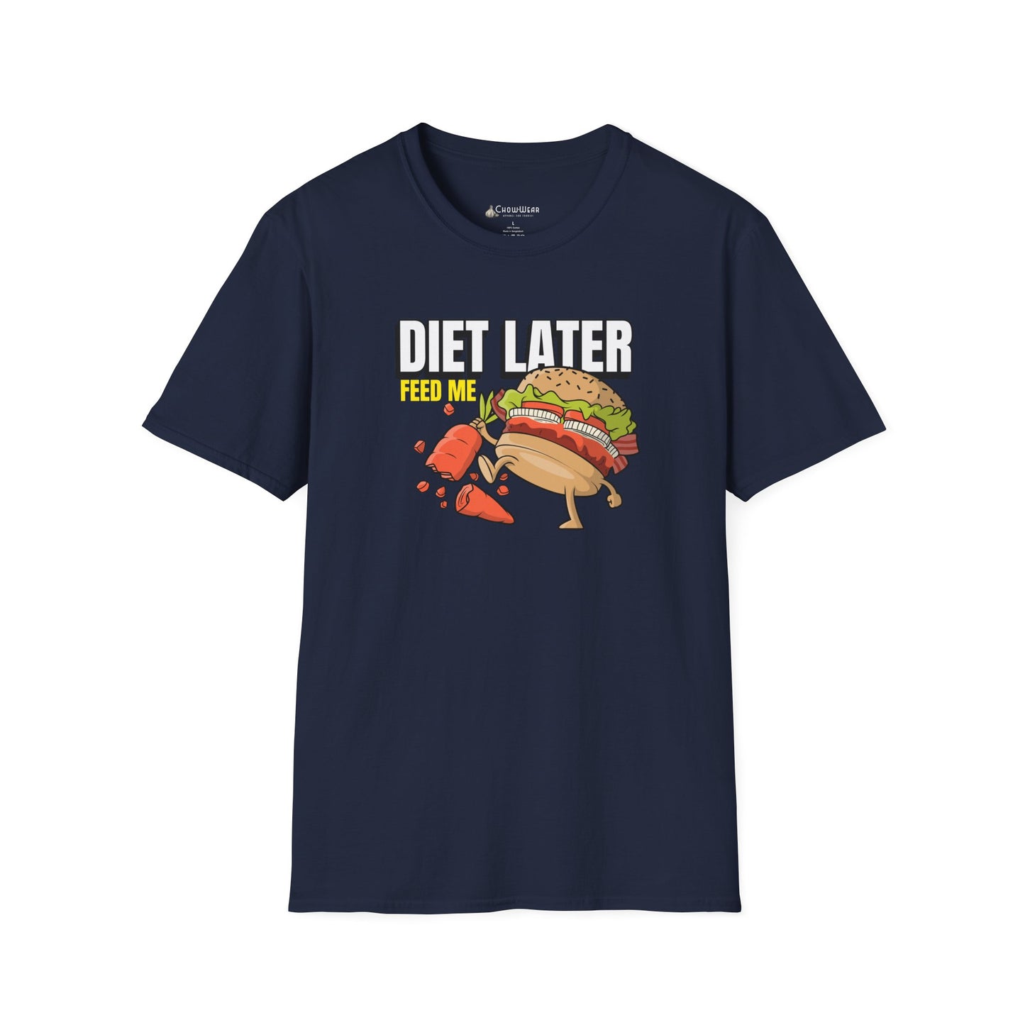 Diet Later Feed Me Burger T-Shirt — Funny Foodie Graphic Tee