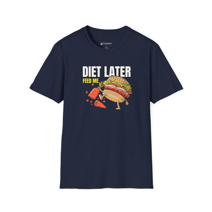 Diet Later Feed Me Burger T-Shirt — Funny Foodie Graphic Tee