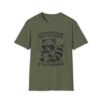 Coffee Because Anger Management Is Too Expensive Funny Raccoon T-Shirt