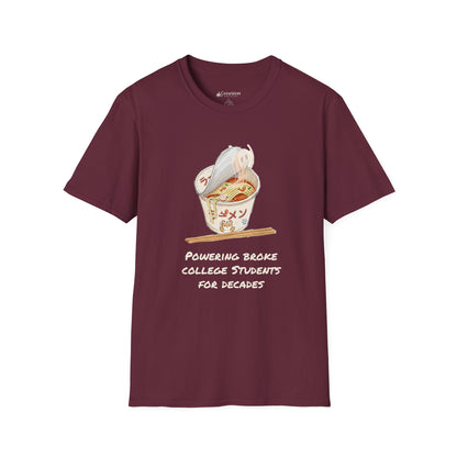 Ramen Noodle Bowl T-Shirt — “Powering Broke College Students for Decades” Funny Truth