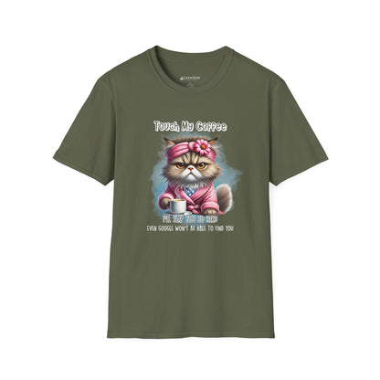 Cat Coffee T-Shirt — "Touch My Coffee" Funny Grumpy Kitty Graphic Tee