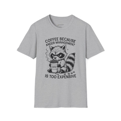 Coffee Because Anger Management Is Too Expensive Funny Raccoon T-Shirt