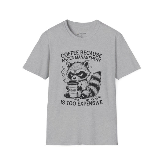 Coffee Because Anger Management Is Too Expensive Funny Raccoon T-Shirt