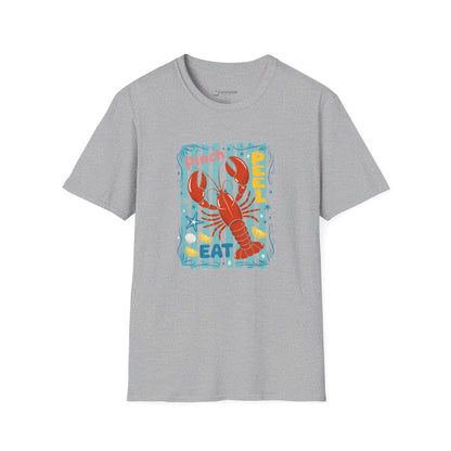 Lobster Eat Beach T-Shirt — Coastal Seafood Summer Tee