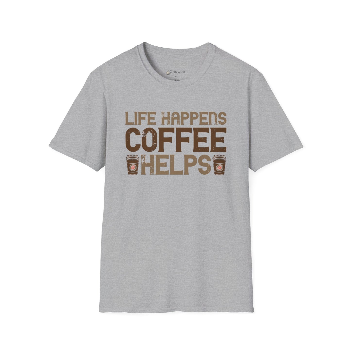 Coffee Lovers T-Shirt — "Life Happens, Coffee Helps" Graphic Tee
