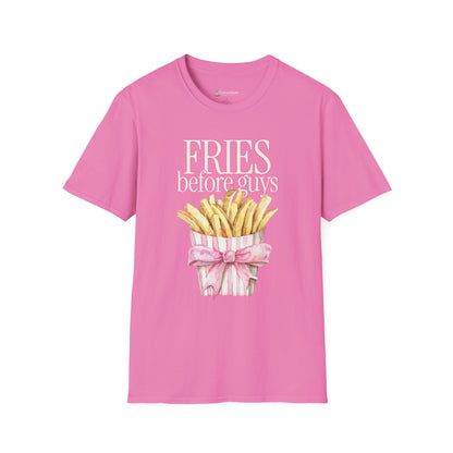 T-Shirt — "Fries Before Guys" Cute Funny French Fry Graphic Tee