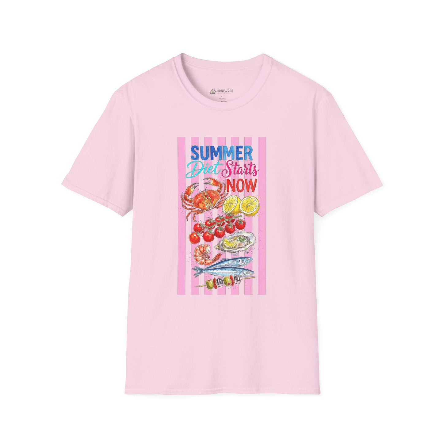 Summer Diet Starts Now T‑Shirt — Retro Beach Fruits & Seafood Graphic