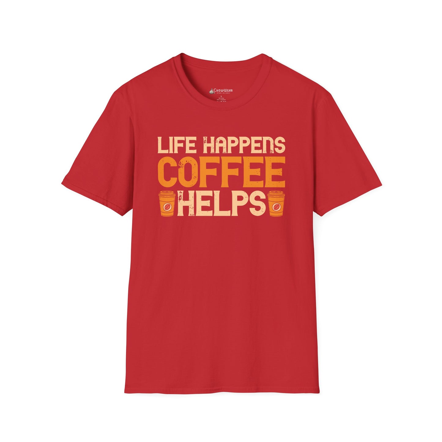 Coffee Lovers T-Shirt — "Life Happens, Coffee Helps" Graphic Tee