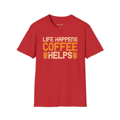 Coffee Lovers T-Shirt — "Life Happens, Coffee Helps" Graphic Tee