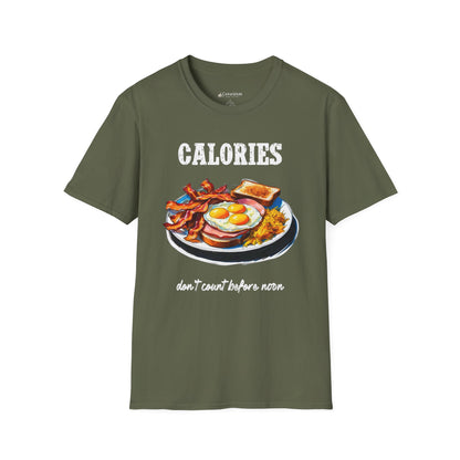 Calories Breakfast T-Shirt — "Calories Don’t Count Before Noon" Funny Brunch Tee