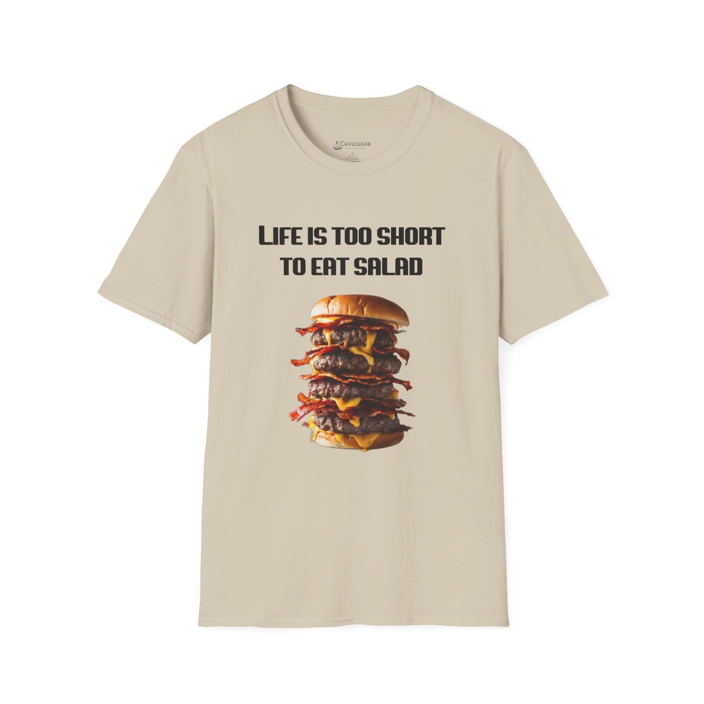 Life Is Too Short To Eat Salad T-Shirt – Funny Cheeseburger Graphic Tee