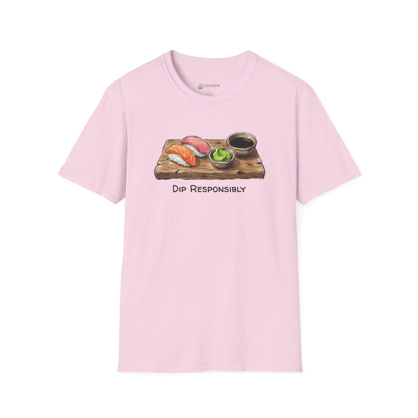T-Shirt — "Dip Responsibly" Sushi Board Wasabi Foodie Tee