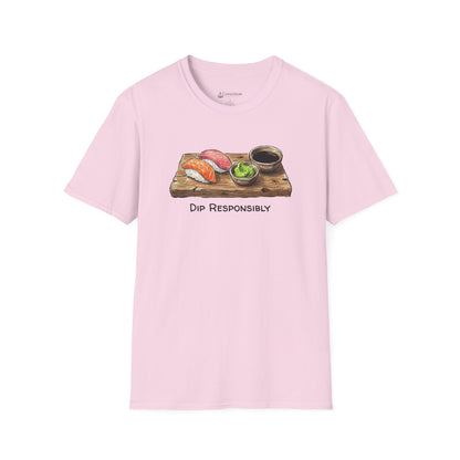 T-Shirt — "Dip Responsibly" Sushi Board Wasabi Foodie Tee