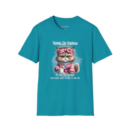 Cat Coffee T-Shirt — "Touch My Coffee" Funny Grumpy Kitty Graphic Tee