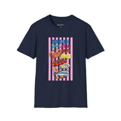 Summer Diet Starts Now T‑Shirt — Retro Beach Fruits & Seafood Graphic