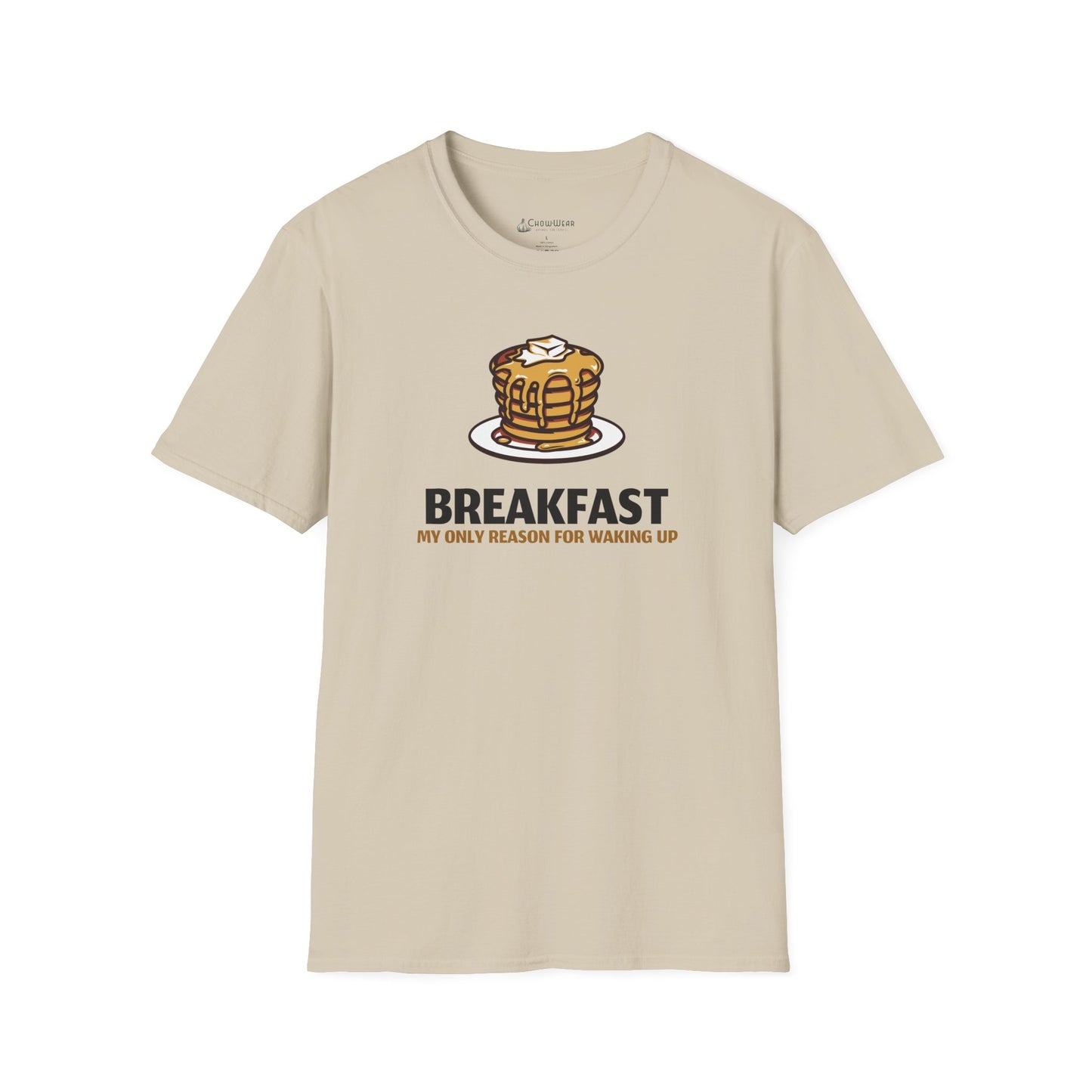 Breakfast T-Shirt – Pancake Graphic “Breakfast: My Only Reason for Waking Up”