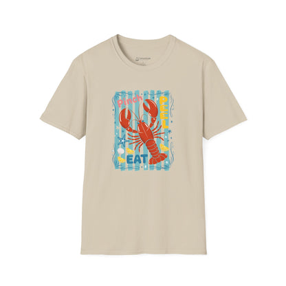 Lobster Eat Beach T-Shirt — Coastal Seafood Summer Tee