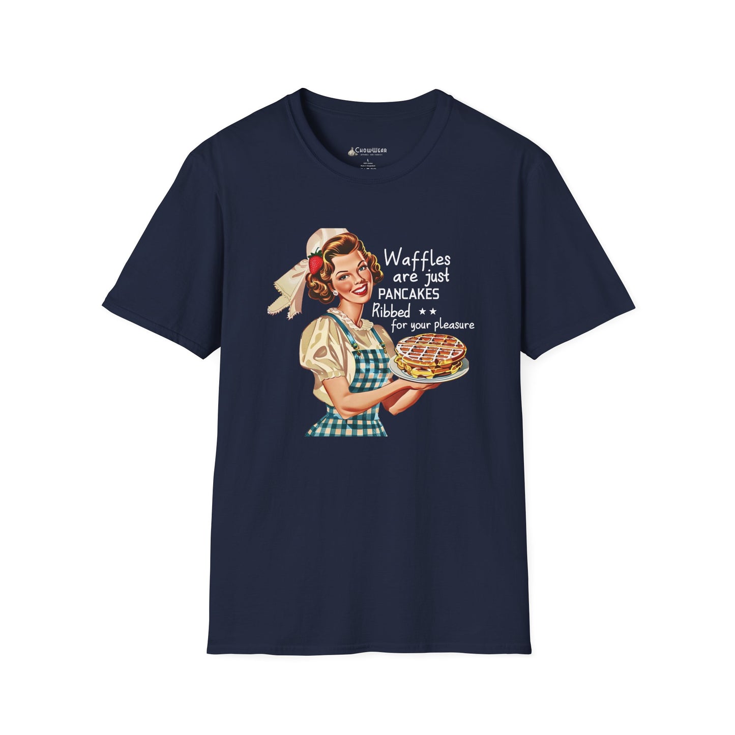 Retro Breakfast Tee – "Waffles are just pancakes dressed up for pleasure" Funny T-Shirt
