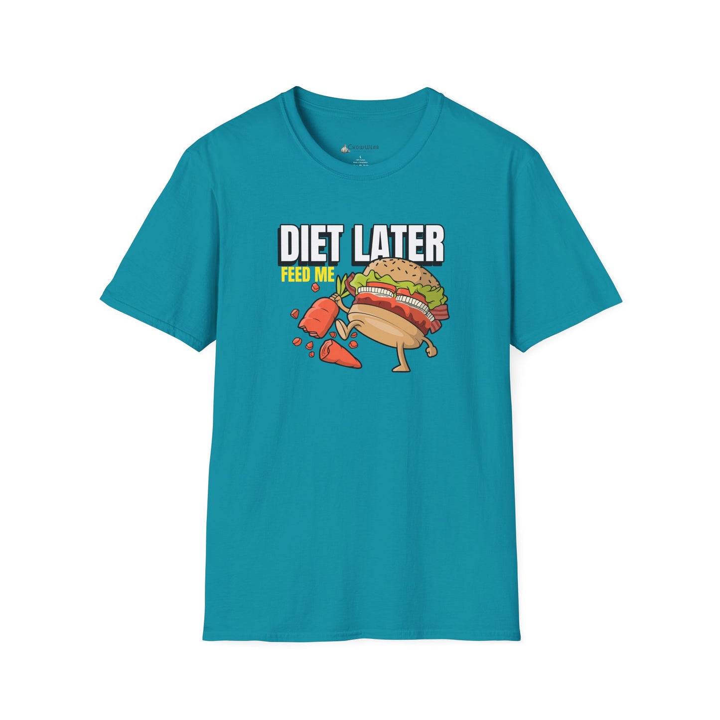 Diet Later Feed Me Burger T-Shirt — Funny Foodie Graphic Tee