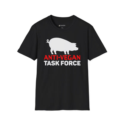 Anti-Vegan Task Force T-Shirt — Funny Pig Graphic Tee for Meat Lovers
