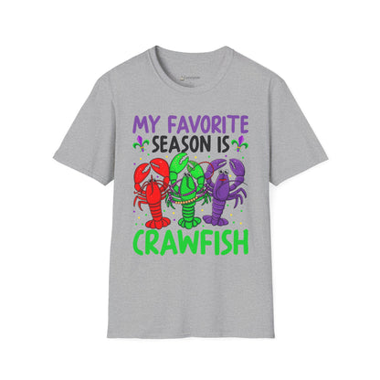 Crawfish Season T-Shirt — "My Favorite Season Is Crawfish" Cajun Seafood Mardi Gras