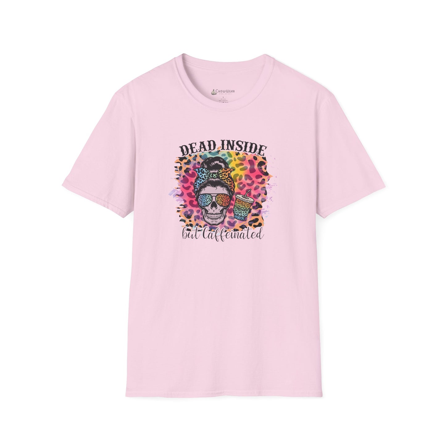 Dead Inside But Caffeinated T-Shirt — Funny Colorful Skull Coffee Tea