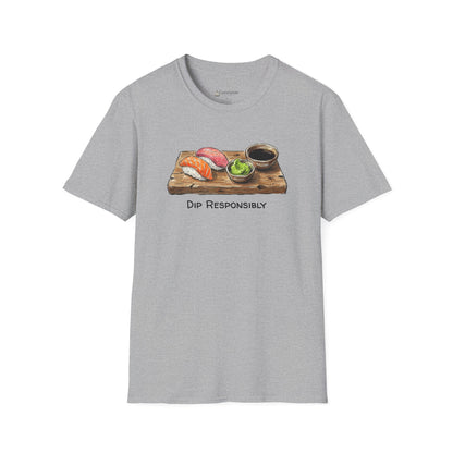 T-Shirt — "Dip Responsibly" Sushi Board Wasabi Foodie Tee