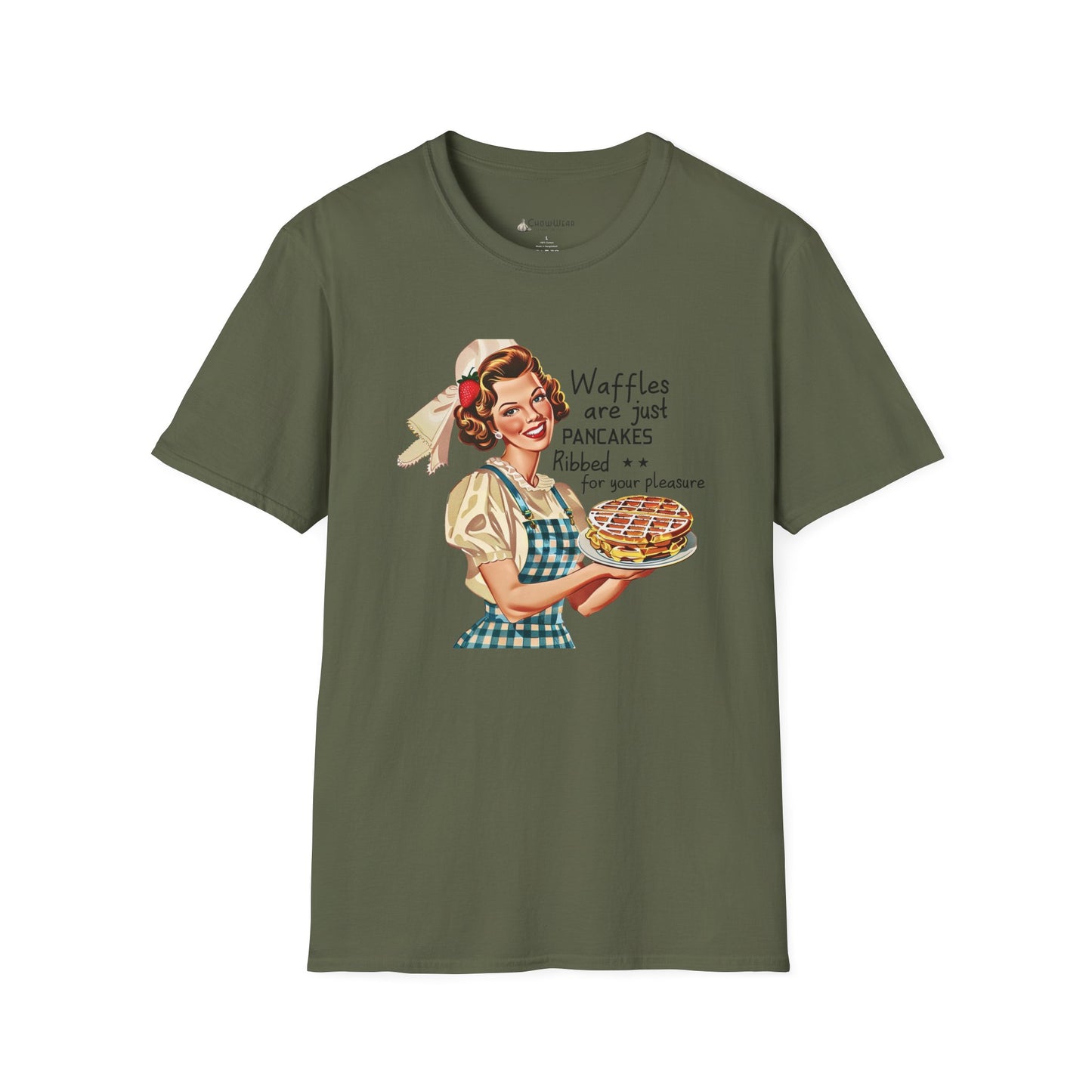Retro Breakfast Tee – "Waffles are just pancakes dressed up for pleasure" Funny T-Shirt