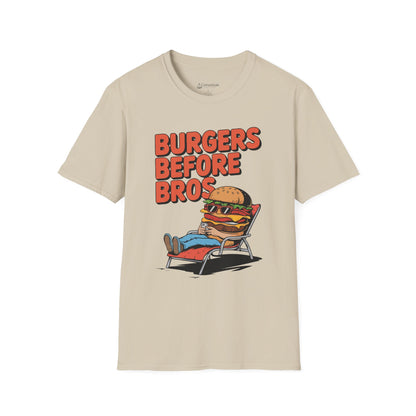 Burgers Before Bros T-Shirt — Funny Retro Hamburger Tee