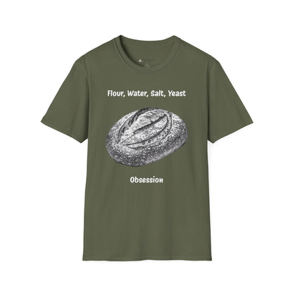 Bread Baker T-Shirt – “Flour, Water, Salt, Yeast: Obsession” Artisan Sourdough Tee