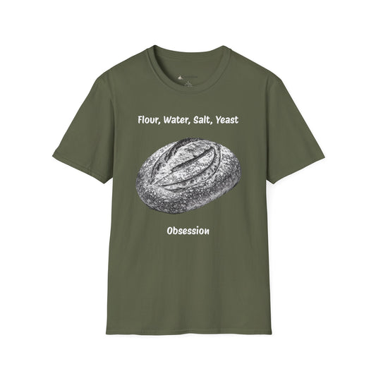 Bread Baker T-Shirt – “Flour, Water, Salt, Yeast: Obsession” Artisan Sourdough Tee