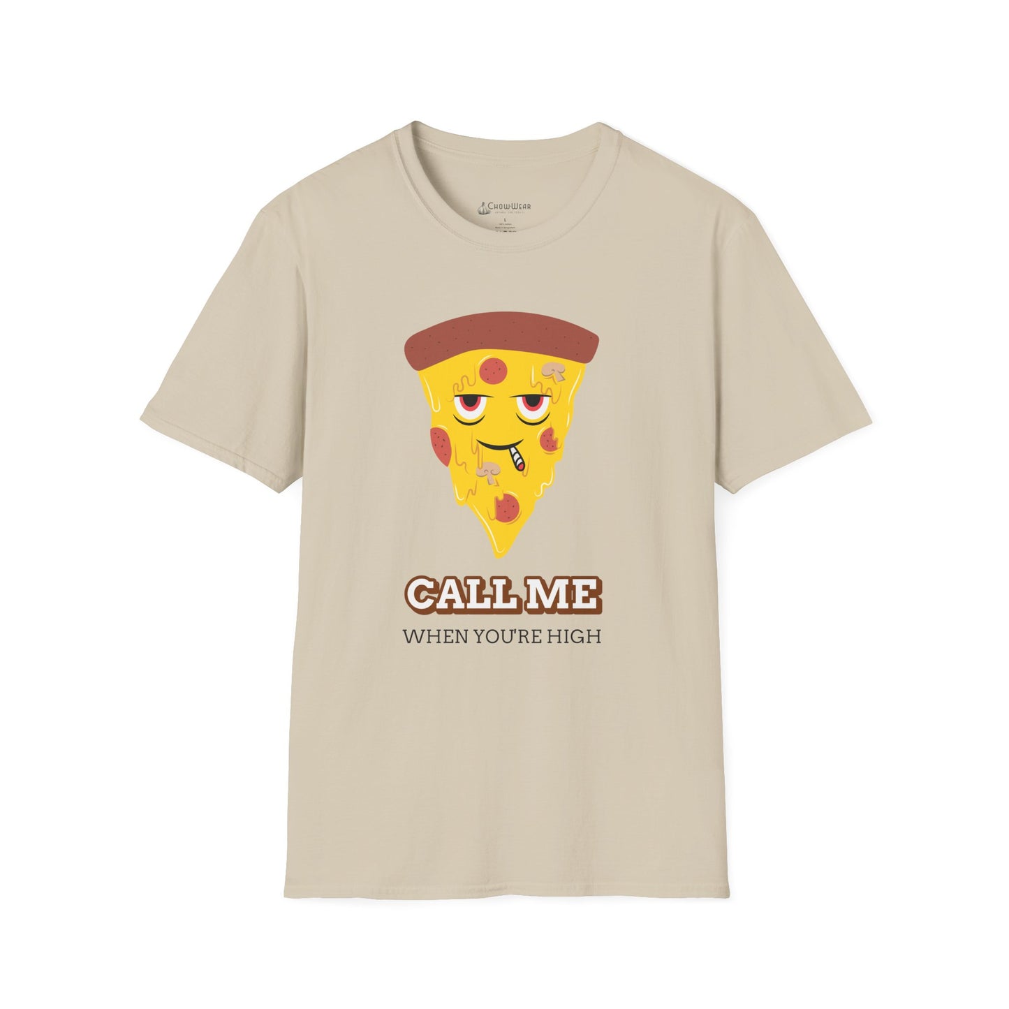 Funny Pizza "Call Me When You're High" Cartoon T-shirt