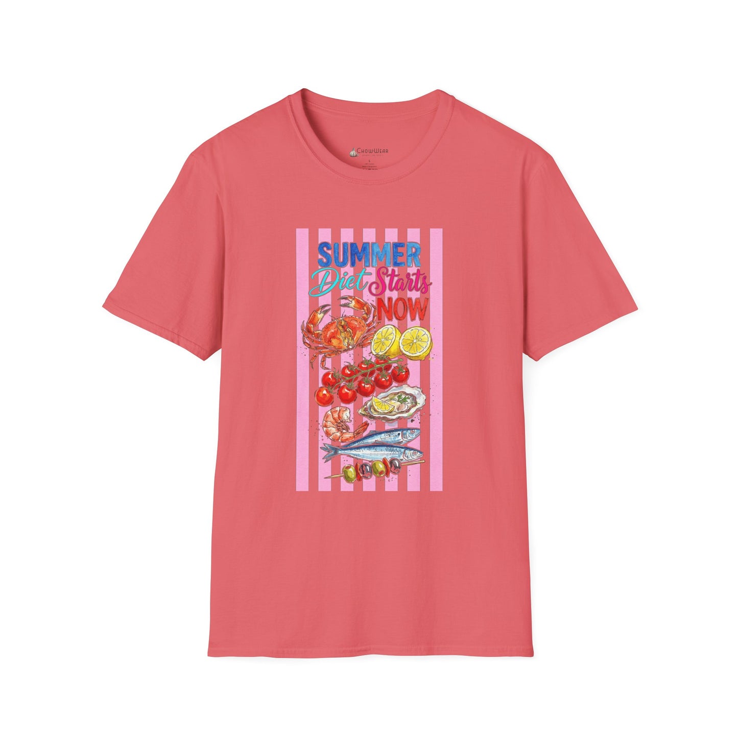 Summer Diet Starts Now T‑Shirt — Retro Beach Fruits & Seafood Graphic