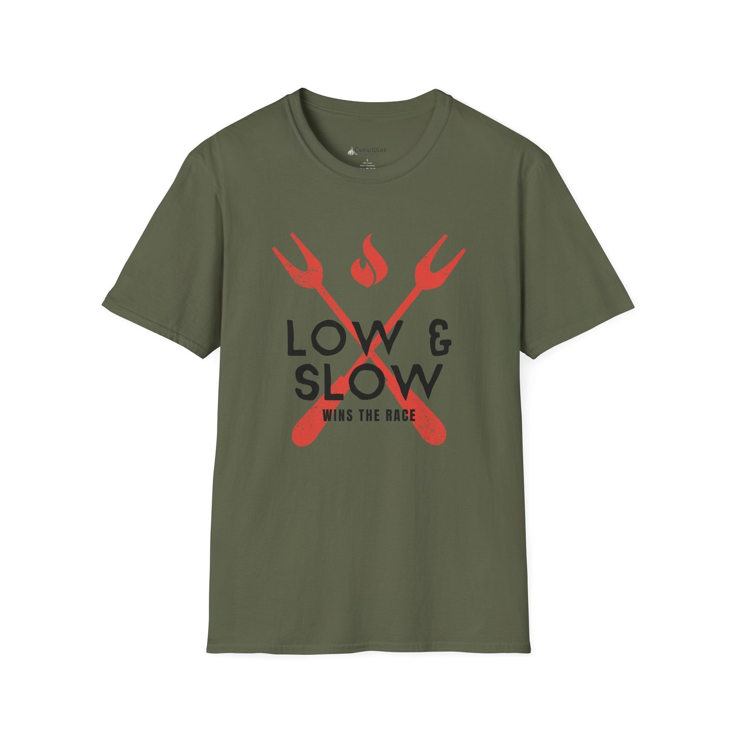Slow & Low BBQ T-Shirt — 'Low & Slow Wins the Race' Grilled Meat Tee