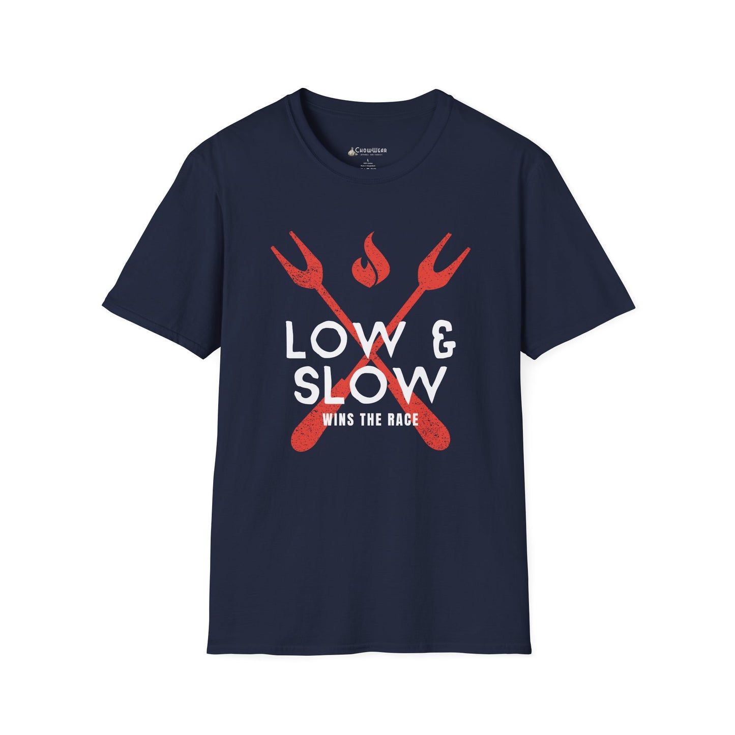 Slow & Low BBQ T-Shirt — 'Low & Slow Wins the Race' Grilled Meat Tee