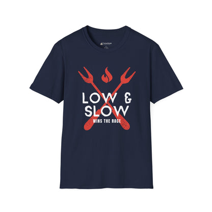 Slow & Low BBQ T-Shirt — 'Low & Slow Wins the Race' Grilled Meat Tee