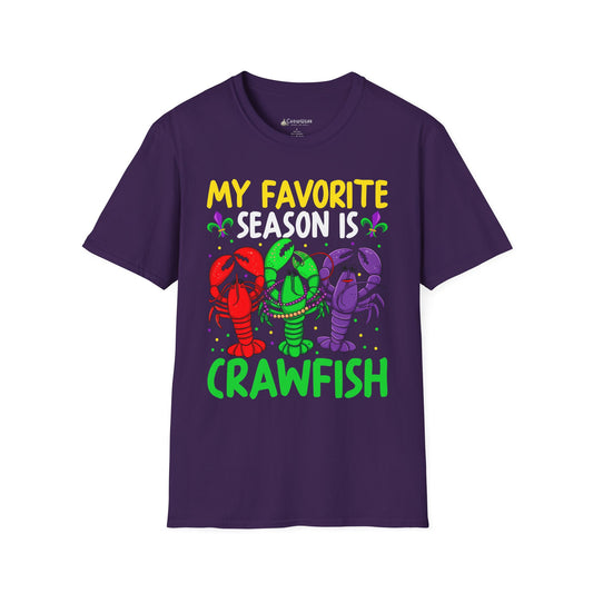 Crawfish Season T-Shirt — "My Favorite Season Is Crawfish" Cajun Seafood Mardi Gras